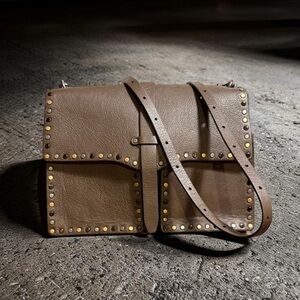 Rebecca Minkoff Brown Leather Studded Messenger Bag